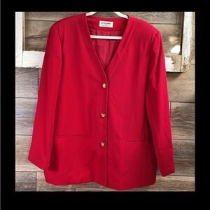 Alfred Dunner Classy Red Blazer Suit Jacket, Size 14